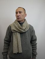 Шарф из вербл. шерсти,  дл.170см, шир.30см, цвет серый/бежевый
