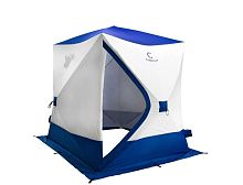 Палатка зимняя куб СЛЕДОПЫТ 2,15х2,15, S по полу 4,6 кв.м, 3 слоя,  цв. синий/белый