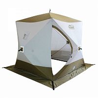 Палатка зимняя куб СЛЕДОПЫТ "Premium" 1,8*1,8, S по полу 3,2кв.м.,3 слоя, цв.оливковый/белый