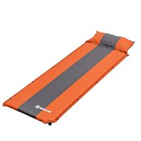 Коврик самонадувной с подушкой  30-170-65*5см, оранжевый/серый