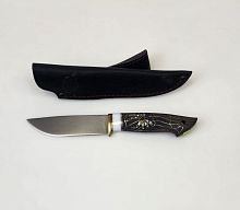 Нож Куница D2 белый кориан, черн. граб, инкрустация паутина