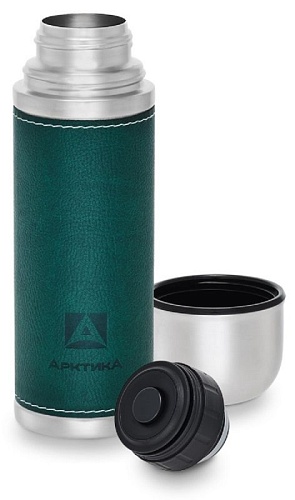 Термос "Арктика" 700 мл,зеленый,в кож.оплетке