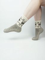 Носки (100% верблюж. шерсть) р.41-43, цв.бежевый с рисунком