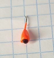 Мормышка вольф. Яман Капля с ушком+кр.камень, р. 3, вес 0,5, цв.оранж.