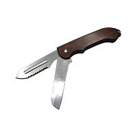 Нож складной,2 лезвия,цв.дерев.,дл.клинка 75 мм