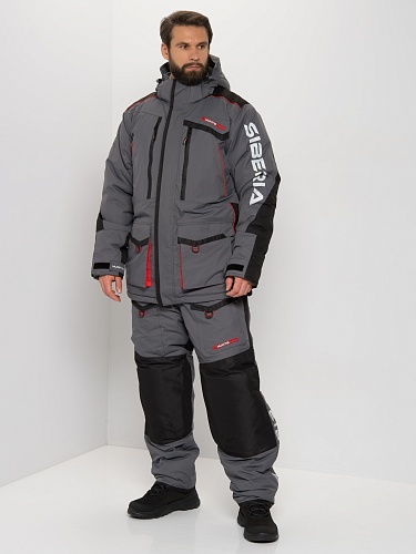 Костюм "Siberia", цв. серый/черный, тк. Breathable., р-р 52-54/5-6