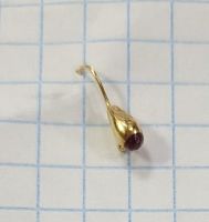 Мормышка вольф. Яман Капля с ушком+кр.камень, р. 3, вес 0,5, цв.золото