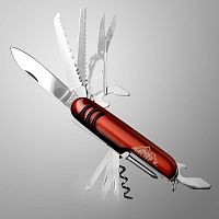 Нож швейцарский "Спасатель" 12 в 1, цв. красный