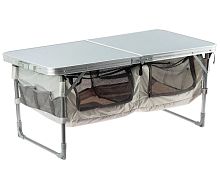 Стол складной ССТ-ЗП, 102*50*44,5/61 см, с полкой, металлик